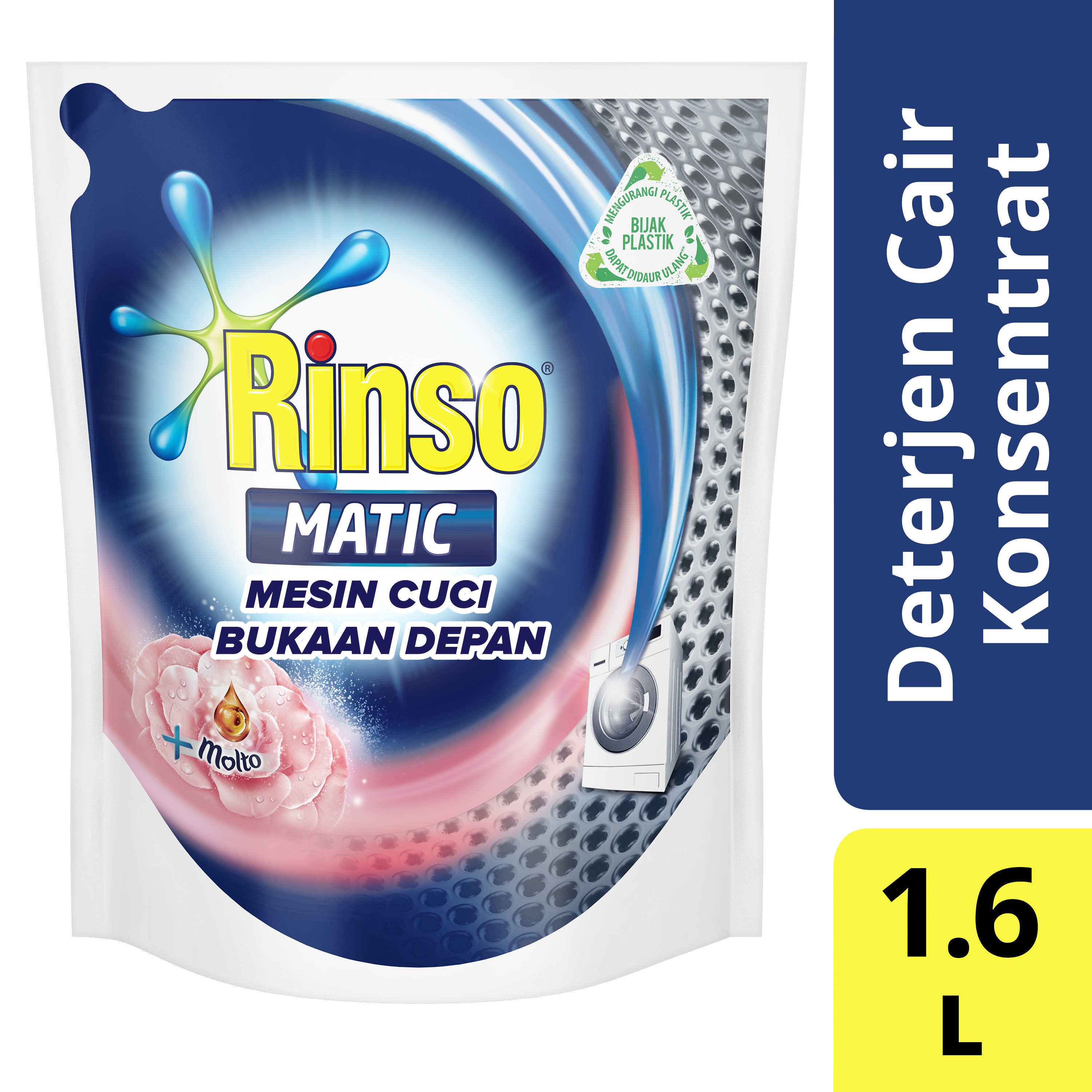 Rinso Matic Deterjen Cair Mesin Cuci Bukaan Depan 1 6 L 