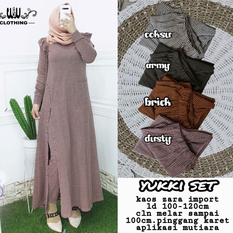 Baju Gamis Wanita Jumbo YUKKI Set Fab Kaos Zara Import.Ld 110 Sampai 120 Ori By W&W