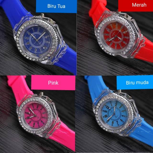 Jeneva Jam Tangan Quartz Sport luminous dengan Lampu LED