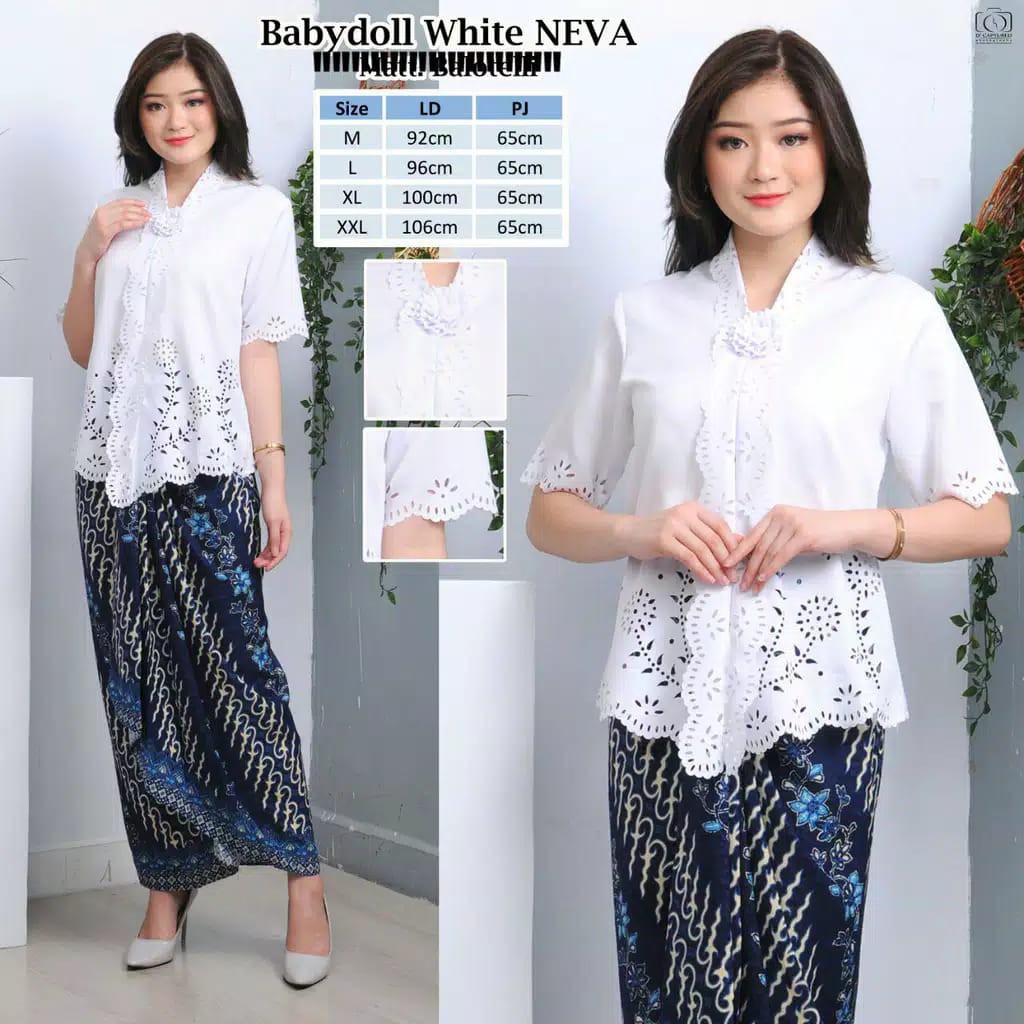 Atasan Kebaya Encim Modern Motif Laser Senada Neva Bestseller