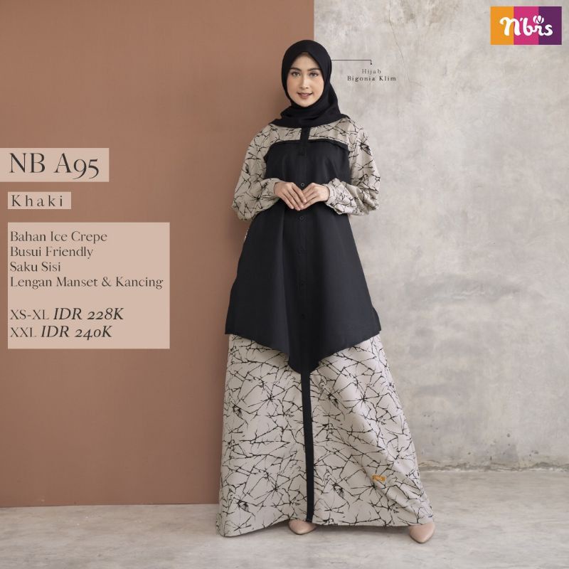 gamis nibras nb a95/lavender/khaki/diskon/muslim/terlaris/termurah/ori/grosir/diskon/promo/gamis