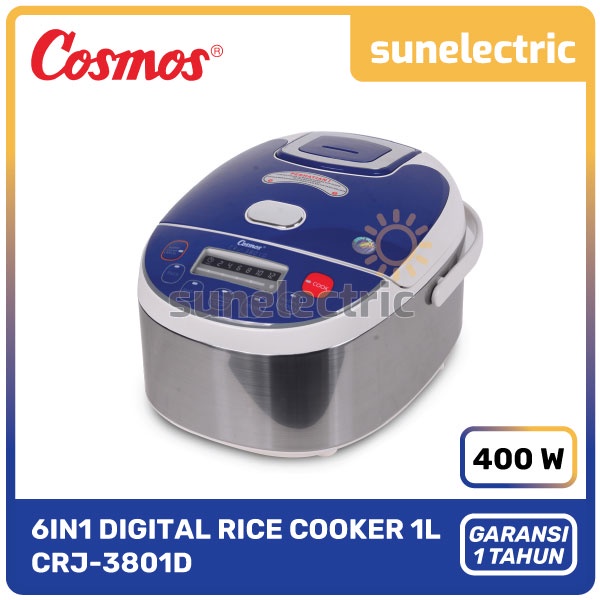 Cosmos Digital Rice Cooker 6in1 Kapasitas 1 Liter / Magic Com CRJ 3801D / CRJ-3801 D / CRJ-3801D / C