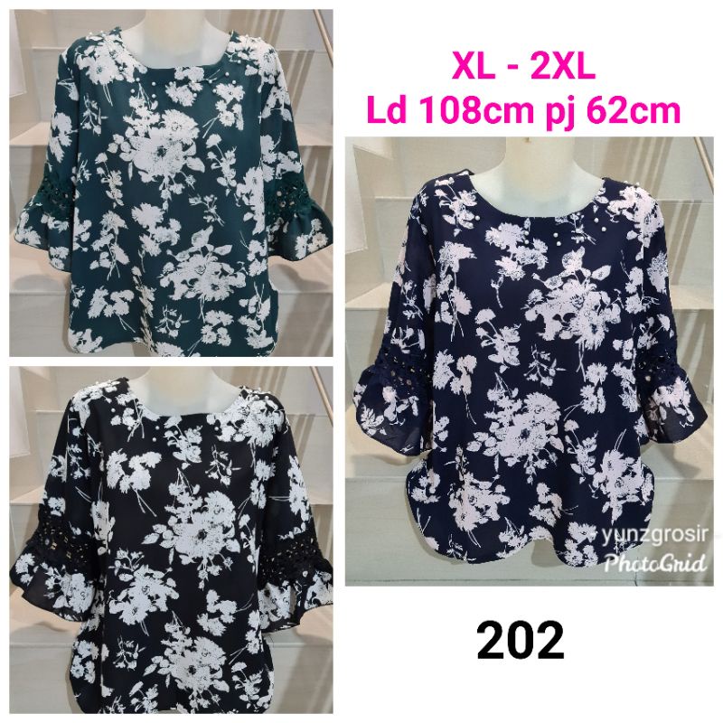 Blouse Brukat Bunga Renda Combi Brukat Impor XL-2XL-7