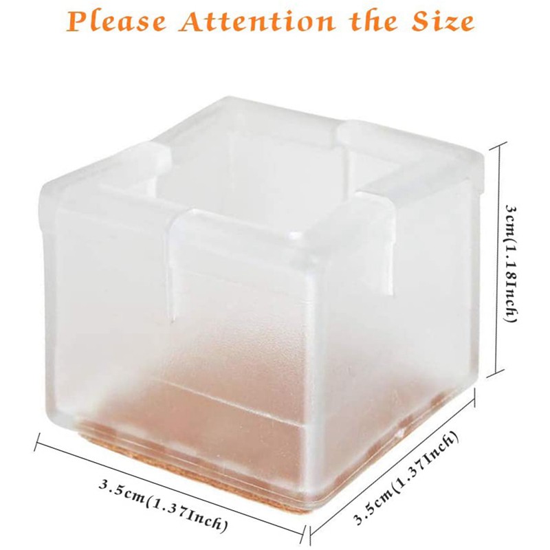 20 Pack Chair Leg Floor Protection Pad Square Furniture Table Table Leg Anti Slip Cover Suitable For 30 35mm Square Legs Shopee Indonesia