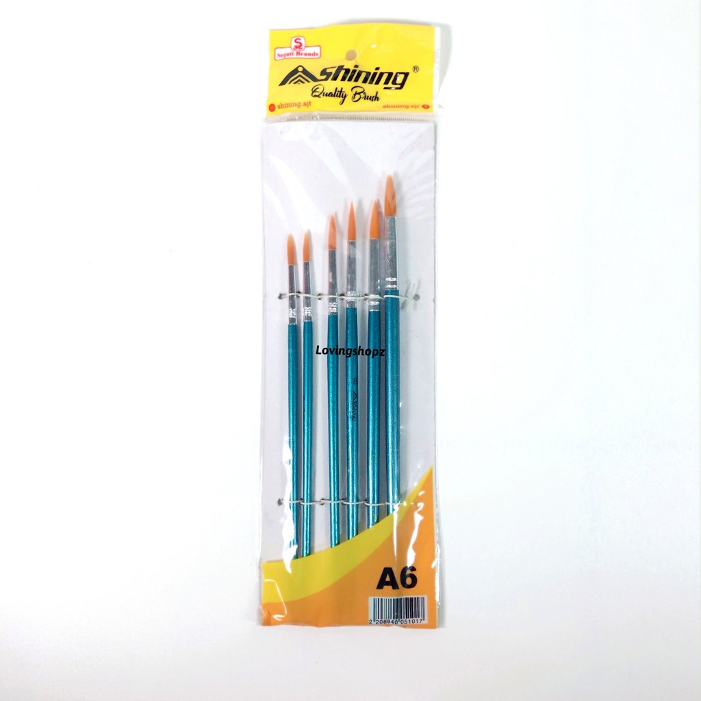 

Kuas Lukis Gambar Shining Lancip per set A6 Nylon