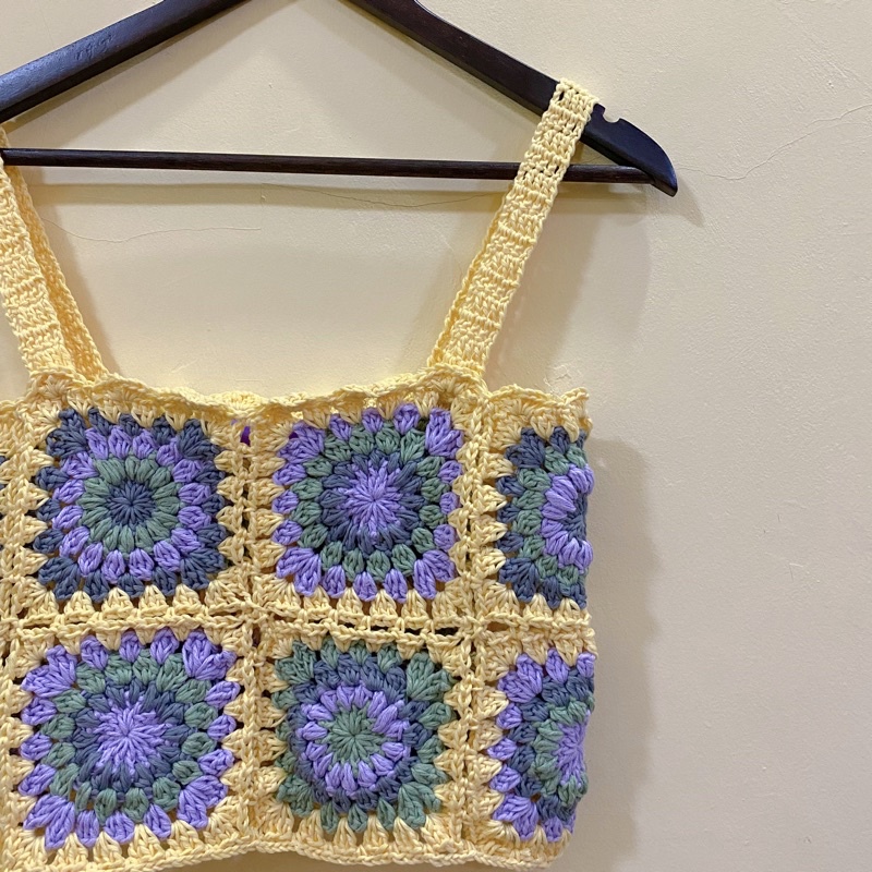 Granny Square Top: Sage Flower
