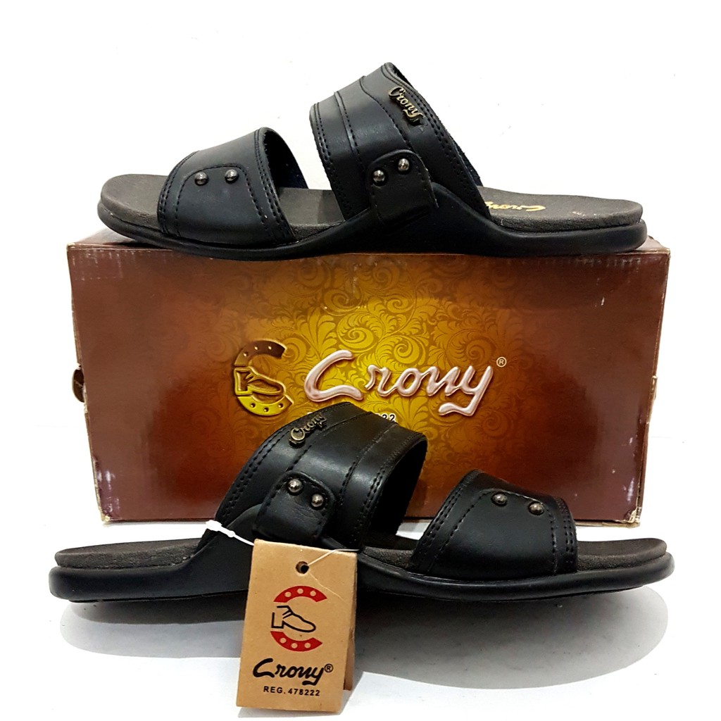 Sandal Kulit Pria Pakai Box Crony SMK  Size38-43 Sandal Pria Sandal SLIDE Sandal cowo