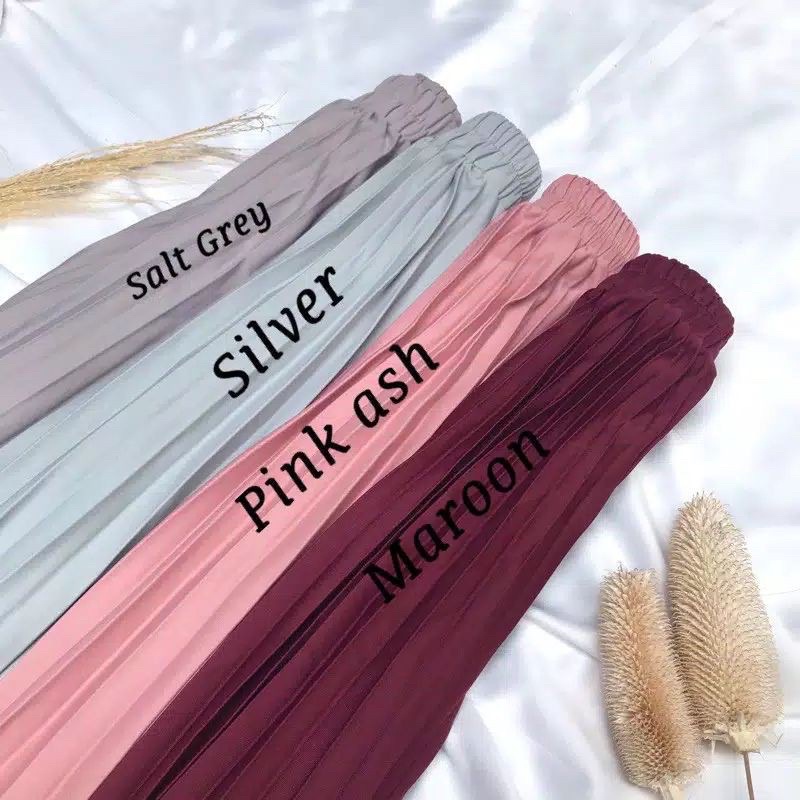 Rok plisket premium polos warna