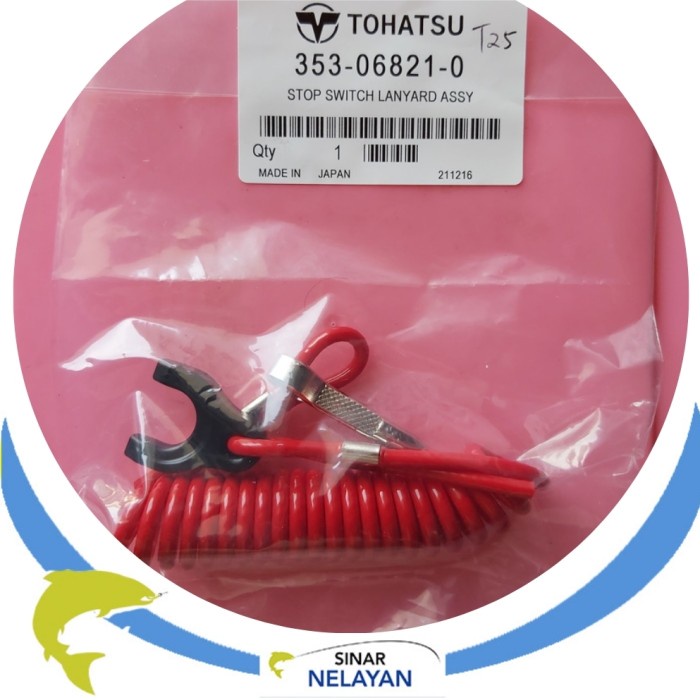 Stop switch lanyard assy mesin tempel Tohatsu 25pk. Asli