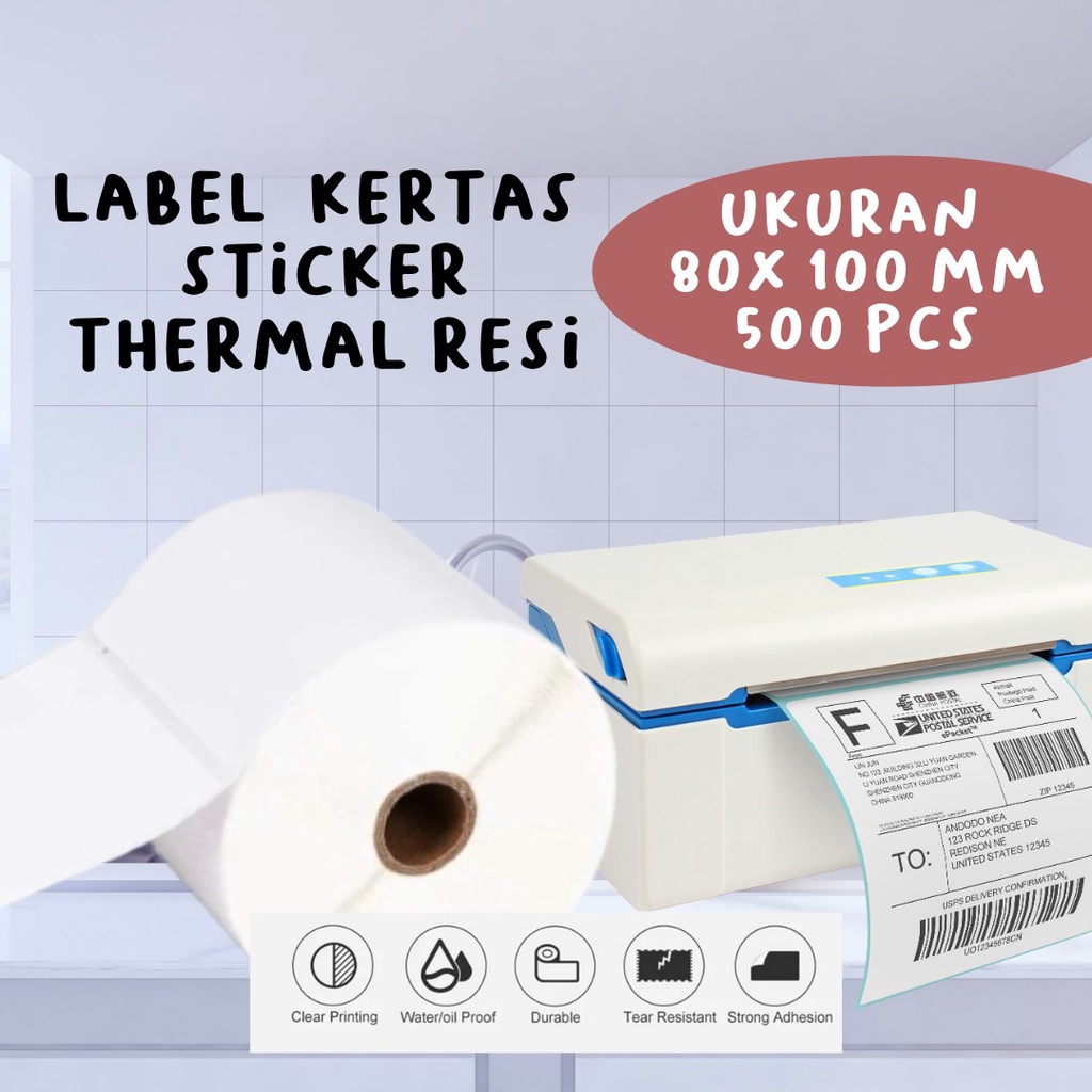 

LABEL THERMAL 80 X 100 mm KERTAS STICKER DIRECT THERMAL 80x100 mm