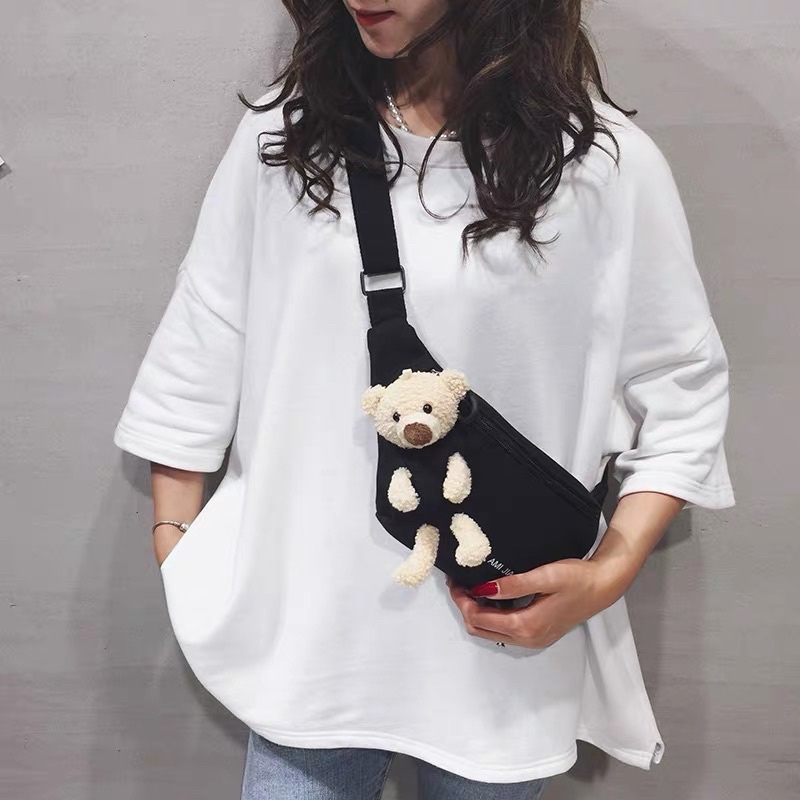 Tas Selempang Wanita Import Teddy bear / Waist Bag / Fashion Women / Sling Bag