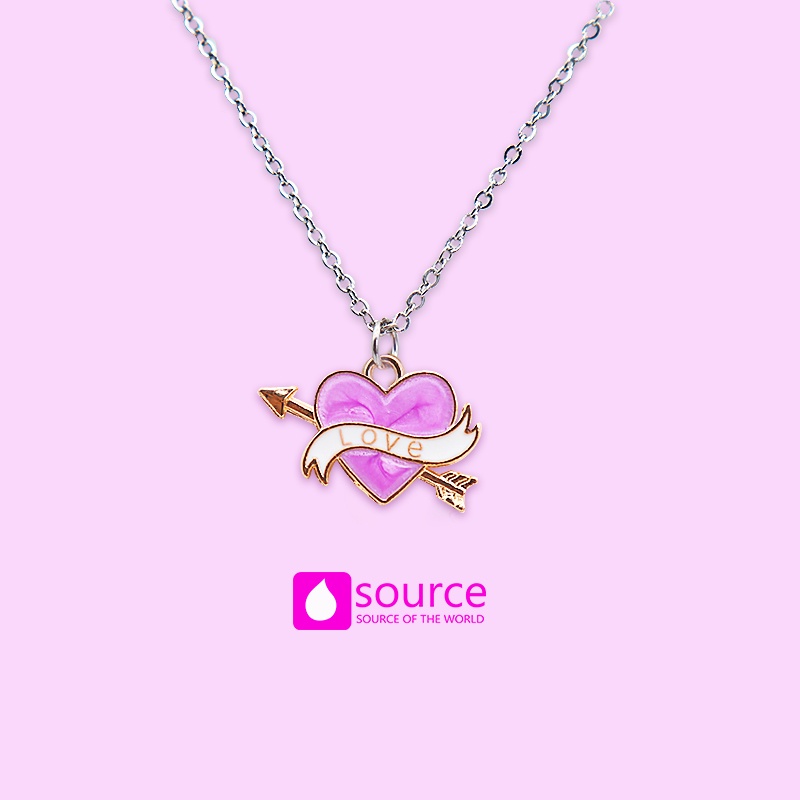 Kalung Rantai Liontin Hati Cupid Hollow Bahan Stainless Steel Untuk Wanita