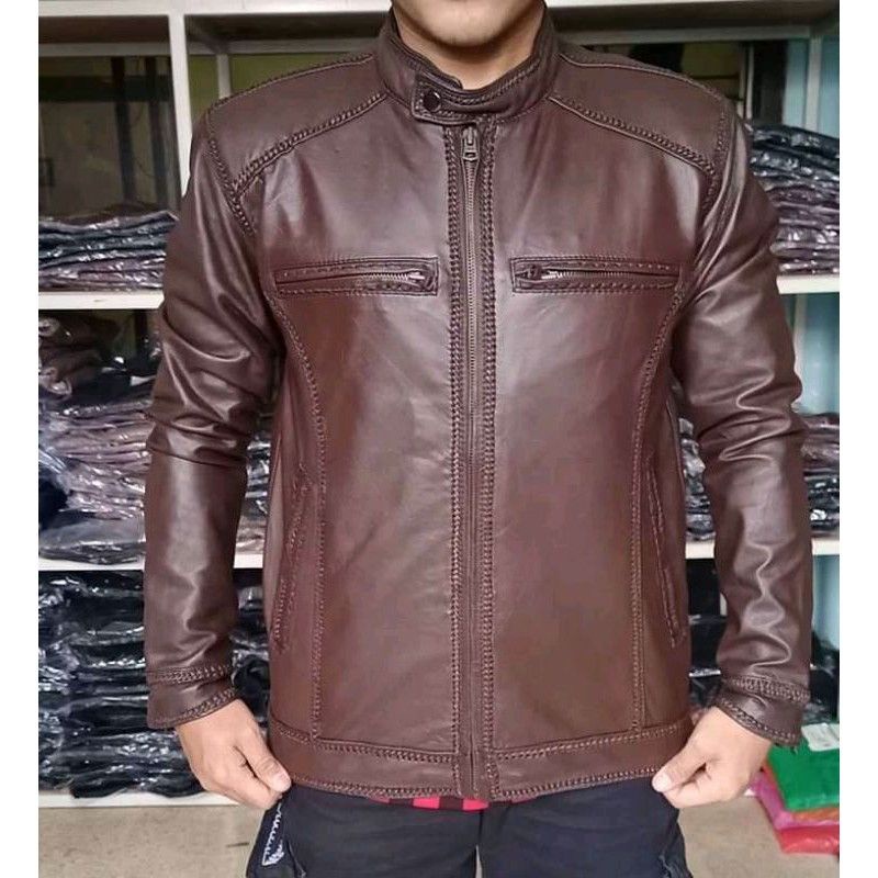 Jaket Pria Kulit Asli Domba Original Model Sulam Jaket Pria Kulit Asli New Elegant Made in Sukaregang Garut