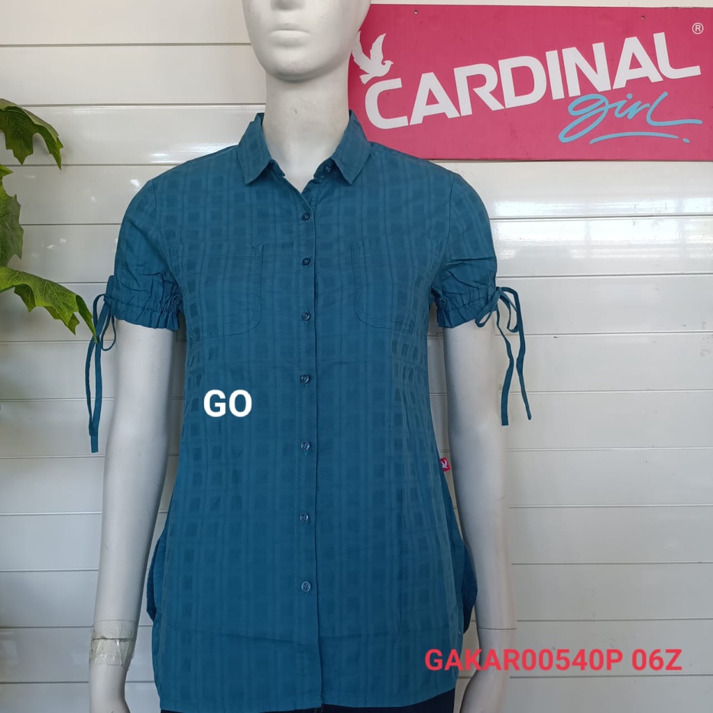 gof KPQ CARDINAL GIRL KEMEJA  Pakaian Wanita Atasan Kemeja Casual Motif Polos Lengan Pendek Original