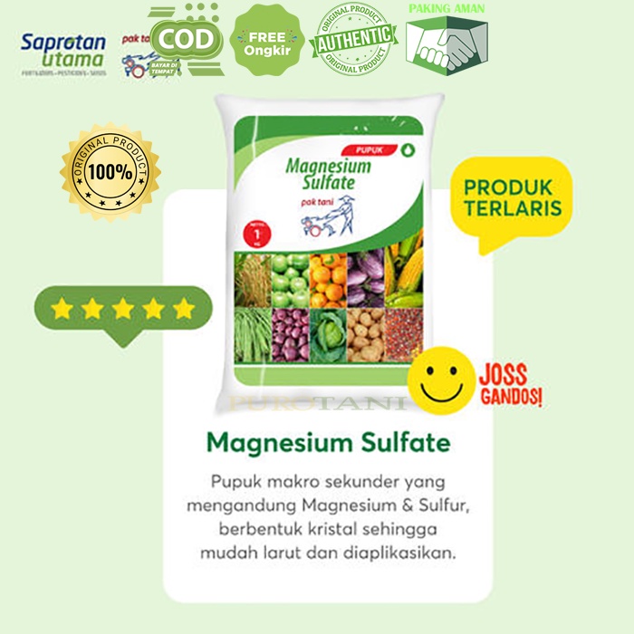 Garam Inggris Pupuk magnesium sulfate pak tani 1kg Garam Epsom salt Nutrisi Sulfur mgso4 tanaman kristal