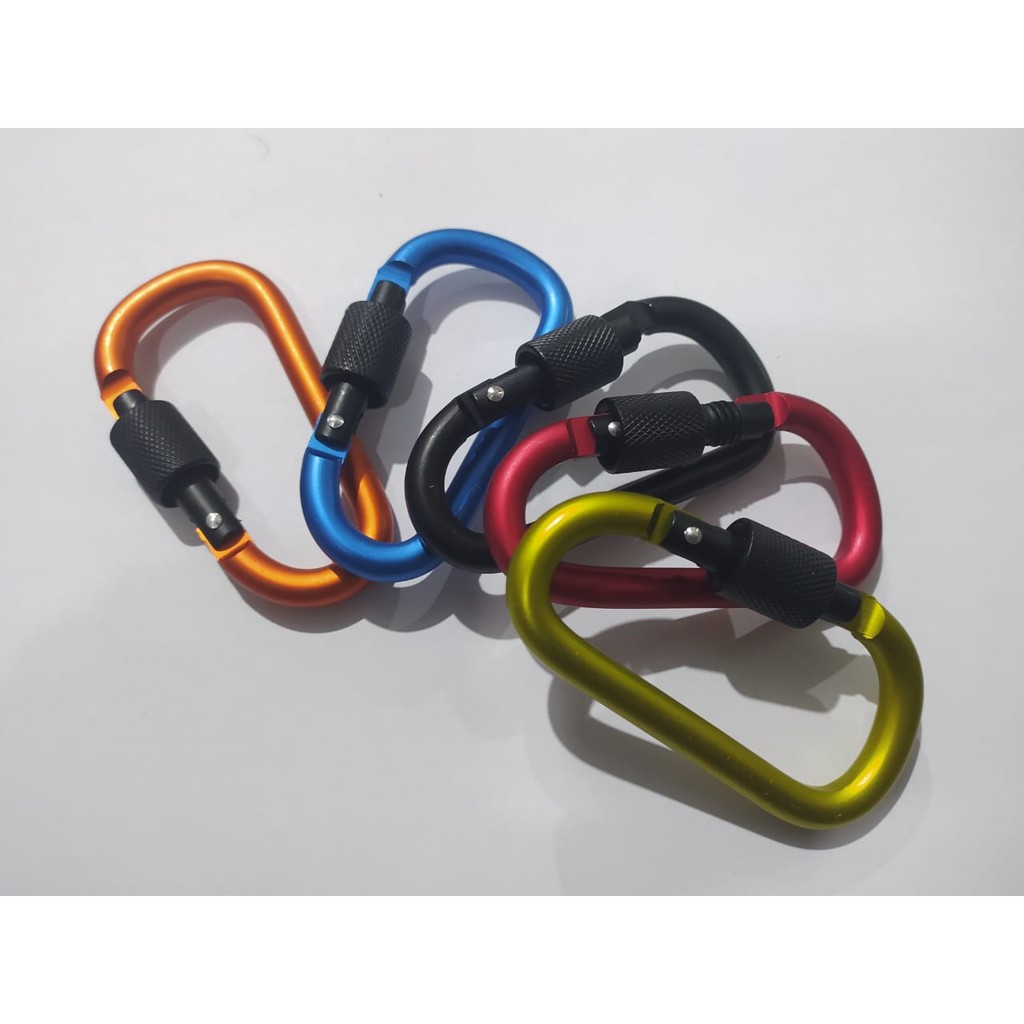 5 PCS CARABINER SCREW 8CM GANTUNGAN KUNCI D SHAPE