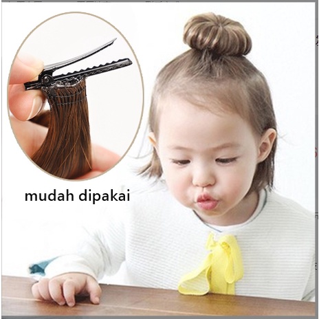 Korean Cute Bayi Girls Putri kecil Hairpin Wig Ball Flower Aksesoris Rambut Clip