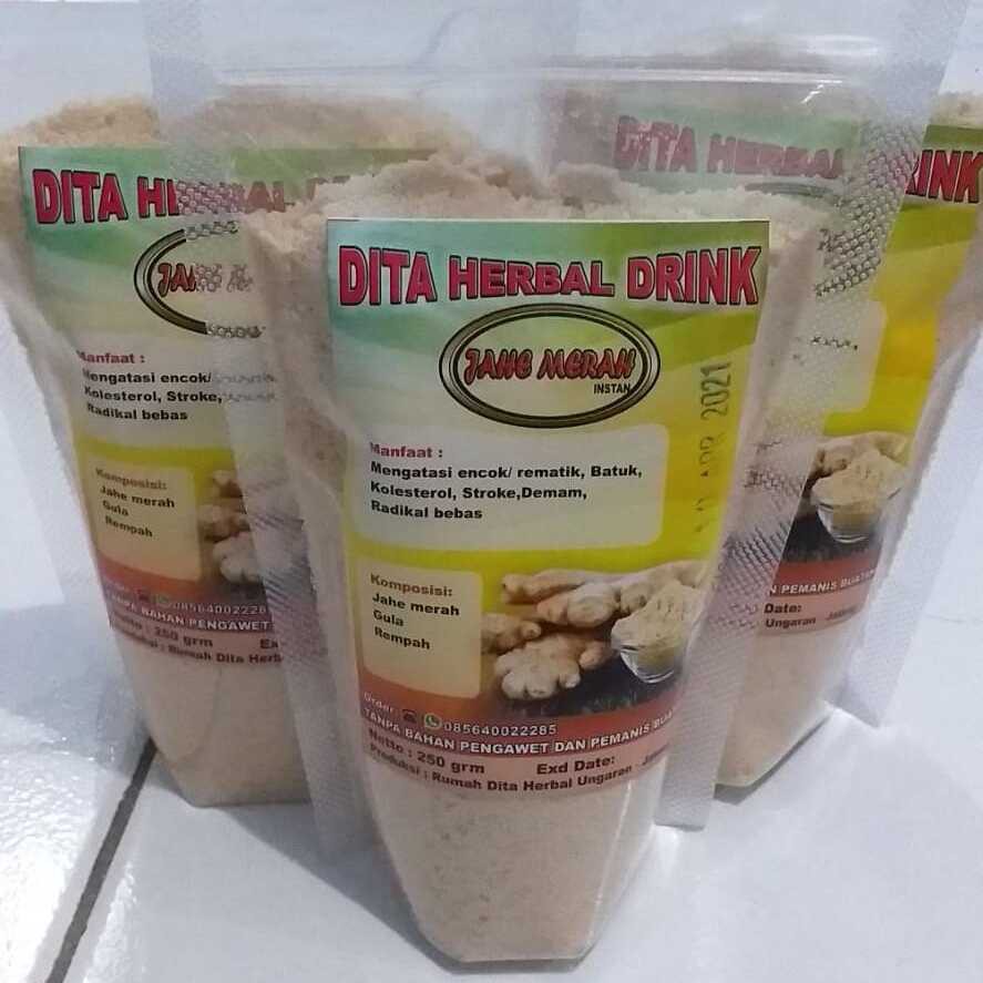 Jamu Bubuk Instan Tradisional Homemade Jahe Merah 250 gram by Rumah Dita Herbal