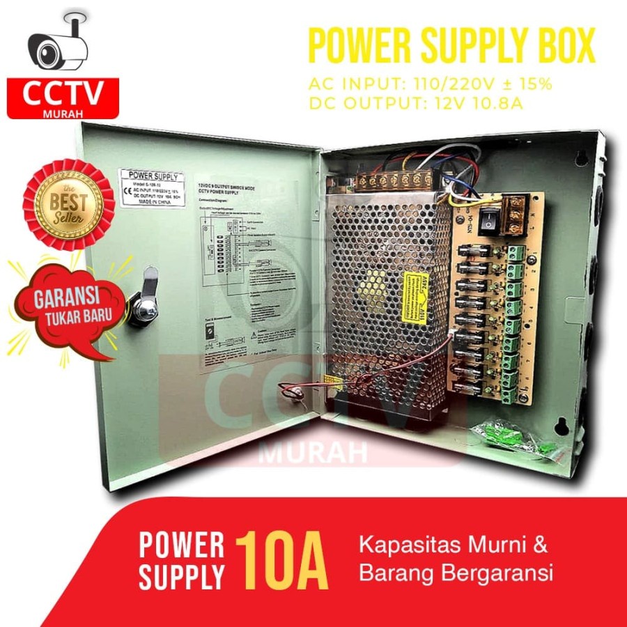 POWER SUPPLY 12V 10A BOX CCTV LED POMPA TERMURAH BERGARANSI