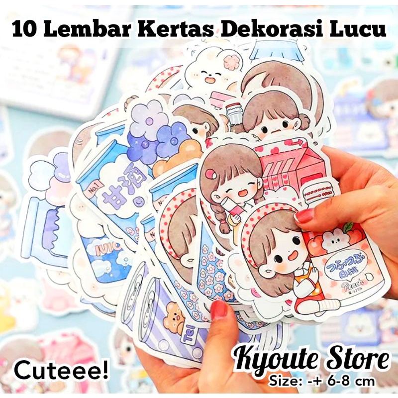 

10 Lembar Kertas Dekorasi Scrapbook Lucu Cute Kids Food Drink Estetik Journal DIY Memo Diary Paper Decoration
