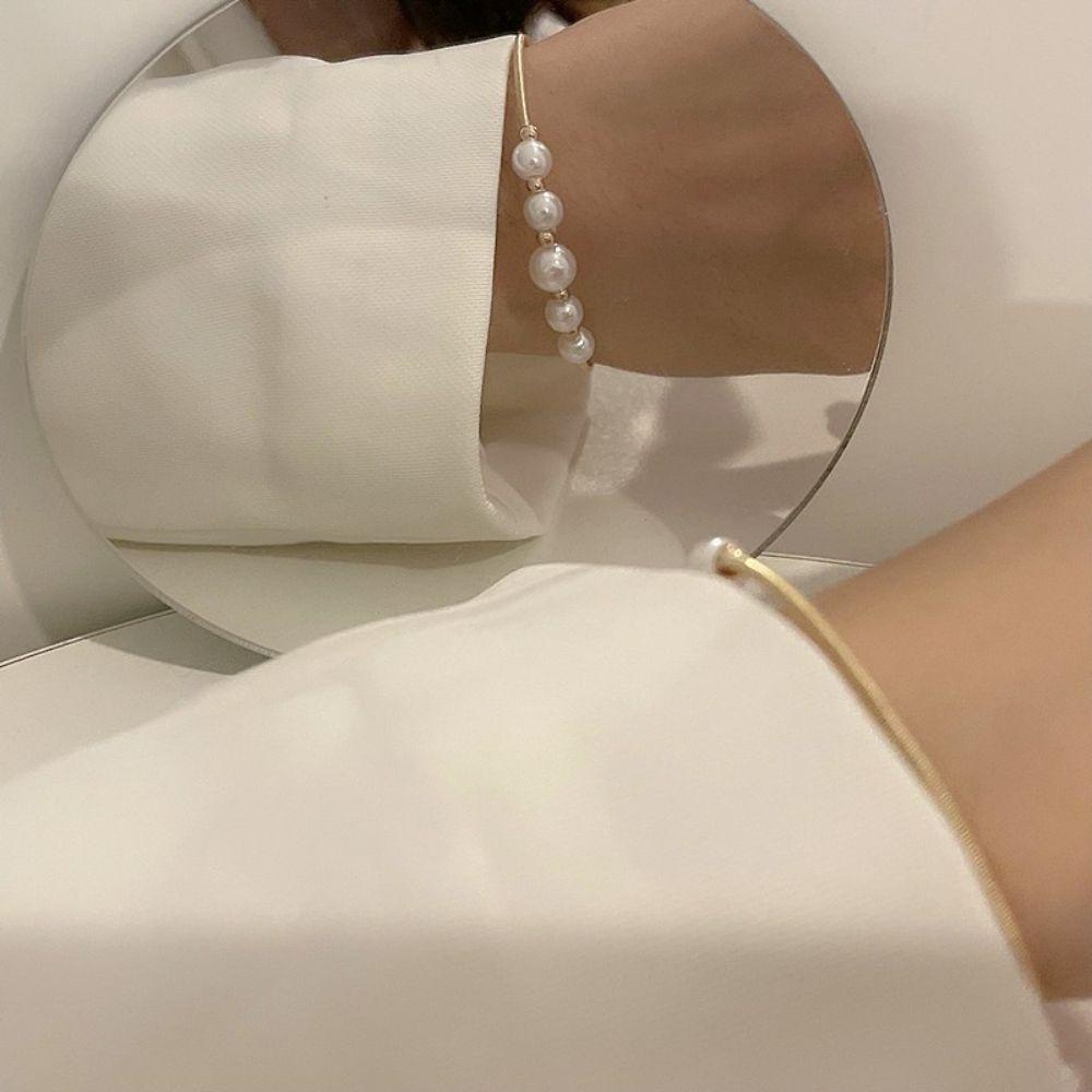 Needway Wanita Gelang High-end Mutiara Sederhana Hadiah Ulang Tahun Baroque Hadiah Untuk Bangle Terbuka Nya