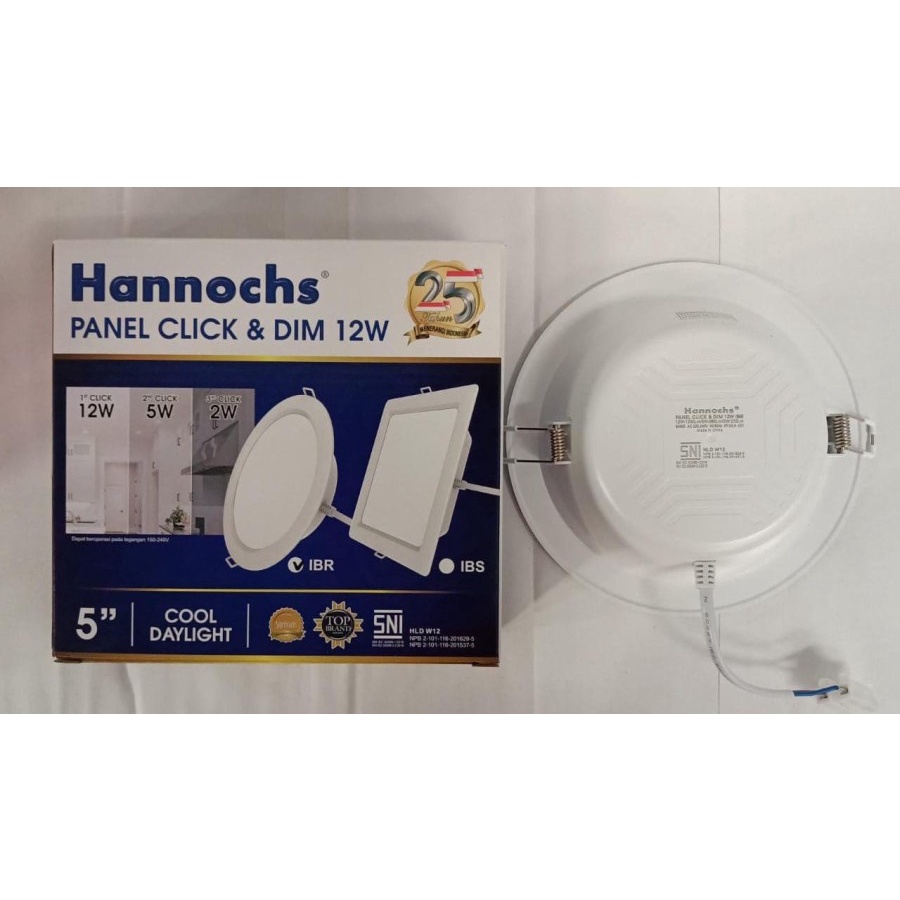 Lampu Downlight Hannochs Panel LED Click and Dim IBR 9 watt - 12 Watt