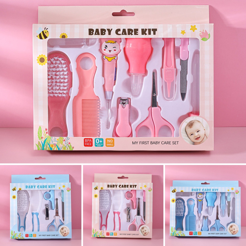 Baby Care Kit Set 10 in 1 Manicure Set Perlengkapan Bayi Set Newborn Baby / Sisir bayi / Kado Lahiran Bayi / Set Perlengkapan Bayi Baru Lahir / Gunting Kuku Bayi / Sisir Rambut Bayi / Gunting Kuku Bayi