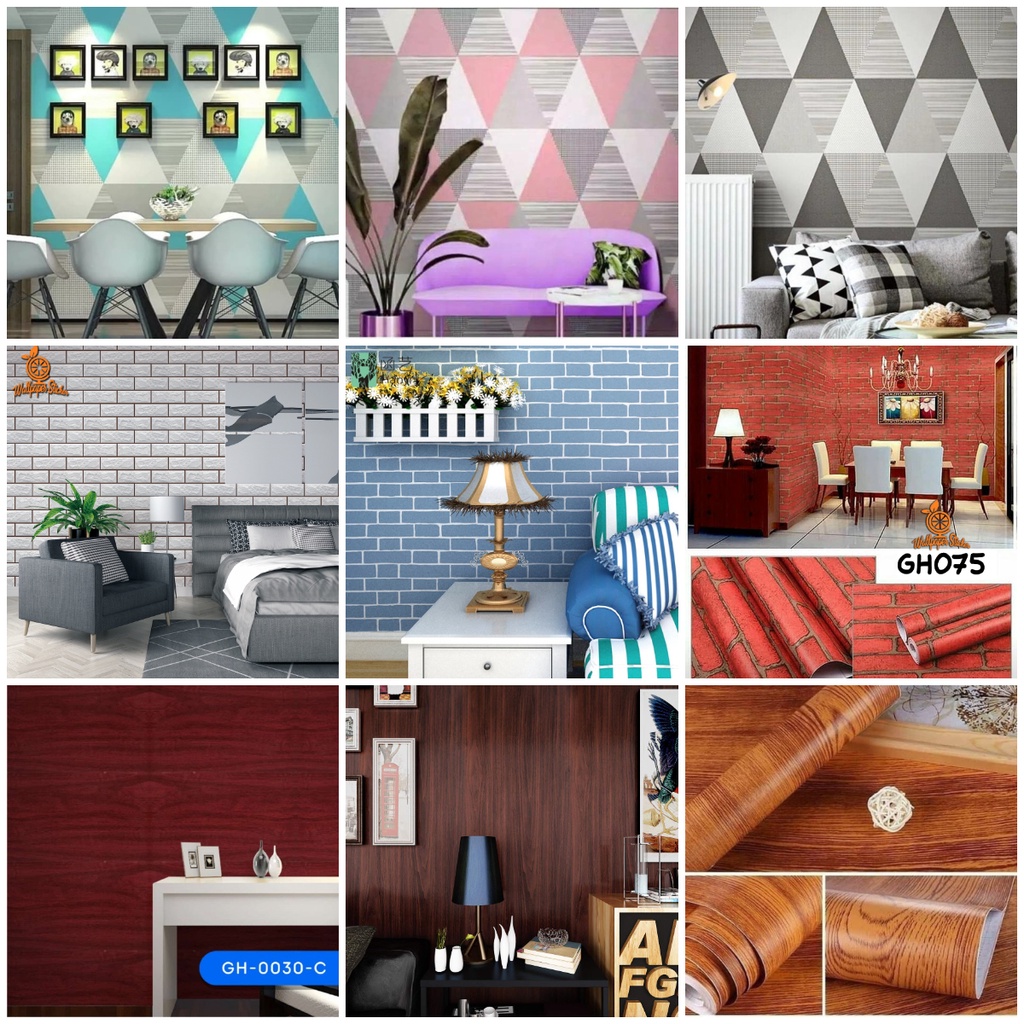 COD - Wallpaper Dinding Wall Stiker Soft Embos Wallpaper Ruang Tamu Wallpaper 3d Ukuran 45Cm X 5M Mw