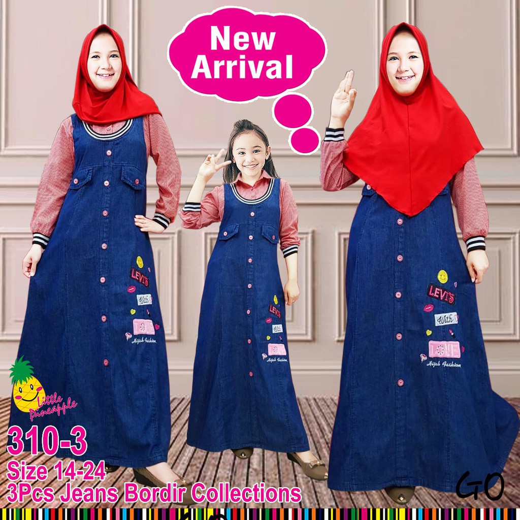 gos GAMIS LITTLE PINEAPPLE OVERAL Gamis anak model overal gamis anak bagus bordir colection