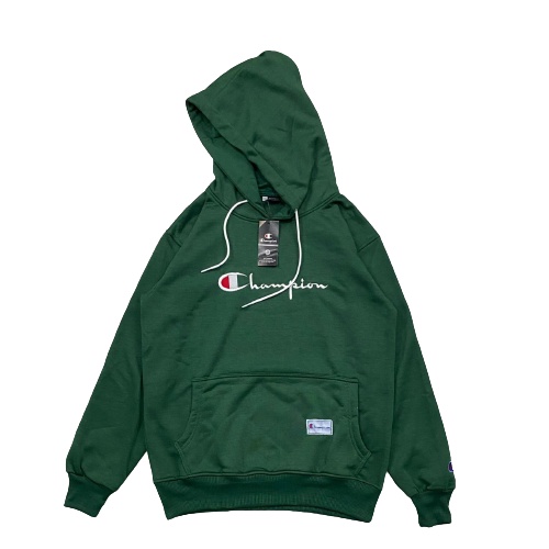 CHAMPION HOODIE USA BIG SCRIPT EMBROIDERY GREEN EMERALD