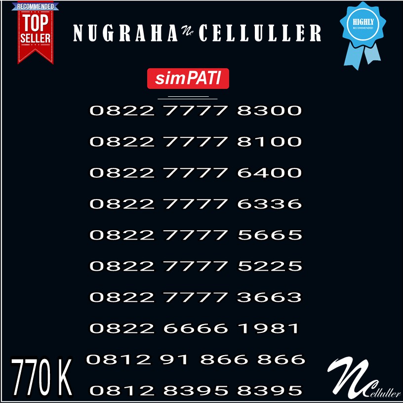 Nomor Cantik Simpati Kembar Kwartet 6666 7777 Murah
