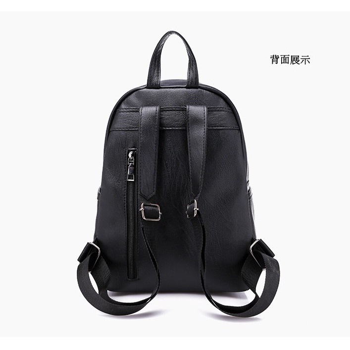 GT 1507 RISCE TAS RANSEL BLACK MOTIF GAJAH ELEPHANT KULIT IMPORT WANITA CEWEK PEREMPUAN JAKARTA BATAM