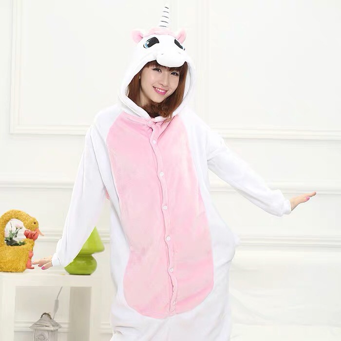 BAJU ONESIE UNICORN WHITE PINK PIYAMA KOSTUM COSPLAY