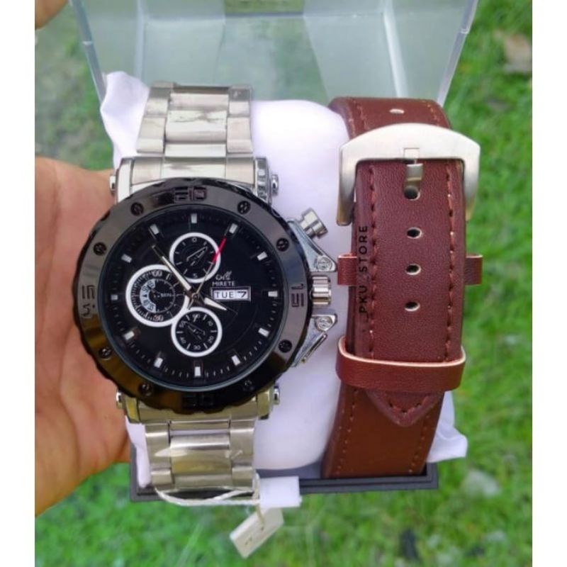 (mirete sport) jam tangan pria mirere free box dan tali kulit tahan air rantai stainlis model analog, jam tangan pria kasual sport termurah dan terlaris, jam tangan pria keren, jam tangan pria bayar di tempat