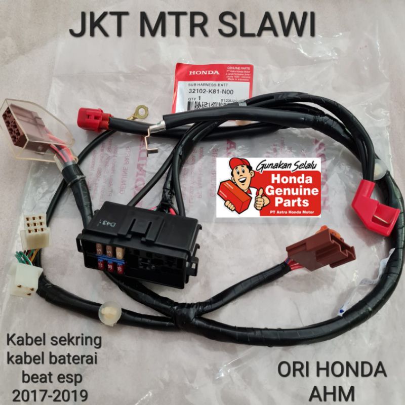 32102-K81-N00 kabel baterai, kabel sekring ,kabel aki,kabel sikring, sub harness battery, beat eco thun 2016-2020 asli honda