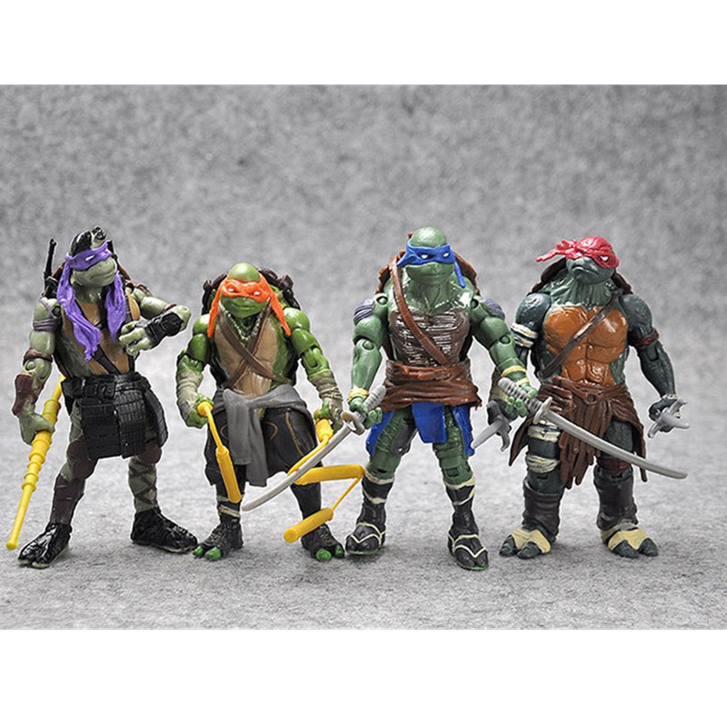 4pcs / Set Mainan Action Figure Teenage Mutant Ninja Turtles Raphael Leonardo Donatello Michelangelo Bahan Pvc