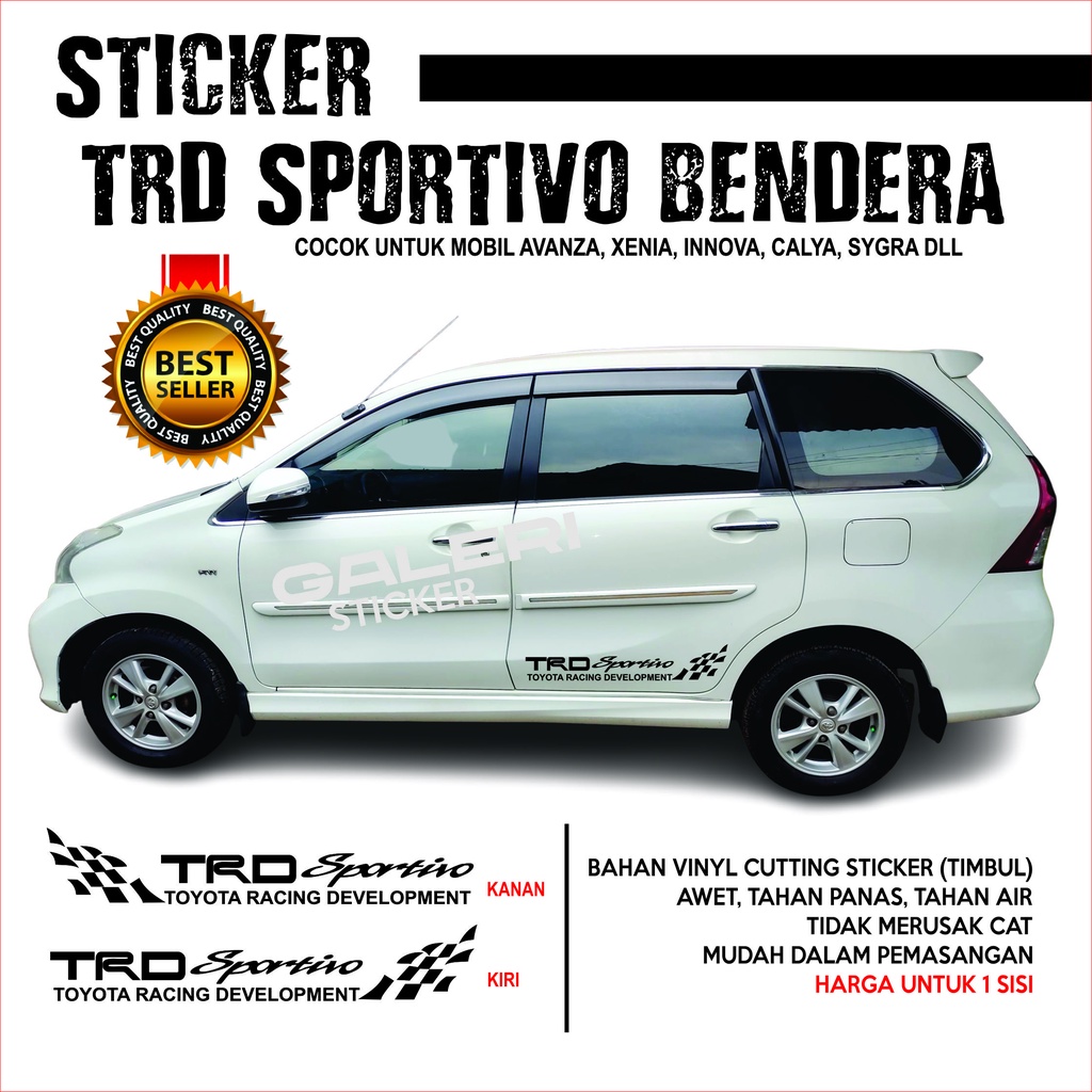 STICKER CUTTING STIKER TRD SPORTIVO HITAM MODEL BENDERA MOBIL AVANZA XENIA INOVA SYGRA