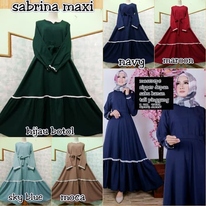 Sabrina maxi/gamis jumbo/gamis modern/gamis rempel - Maroon- XL