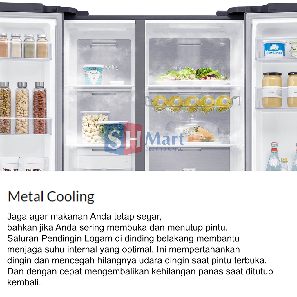 KULKAS SAMSUNG SIDE BY SIDE RS64R5141B4 KAPASITAS 676 LITER WITH ICE MAKER GARANSI RESMI ( MEDAN )