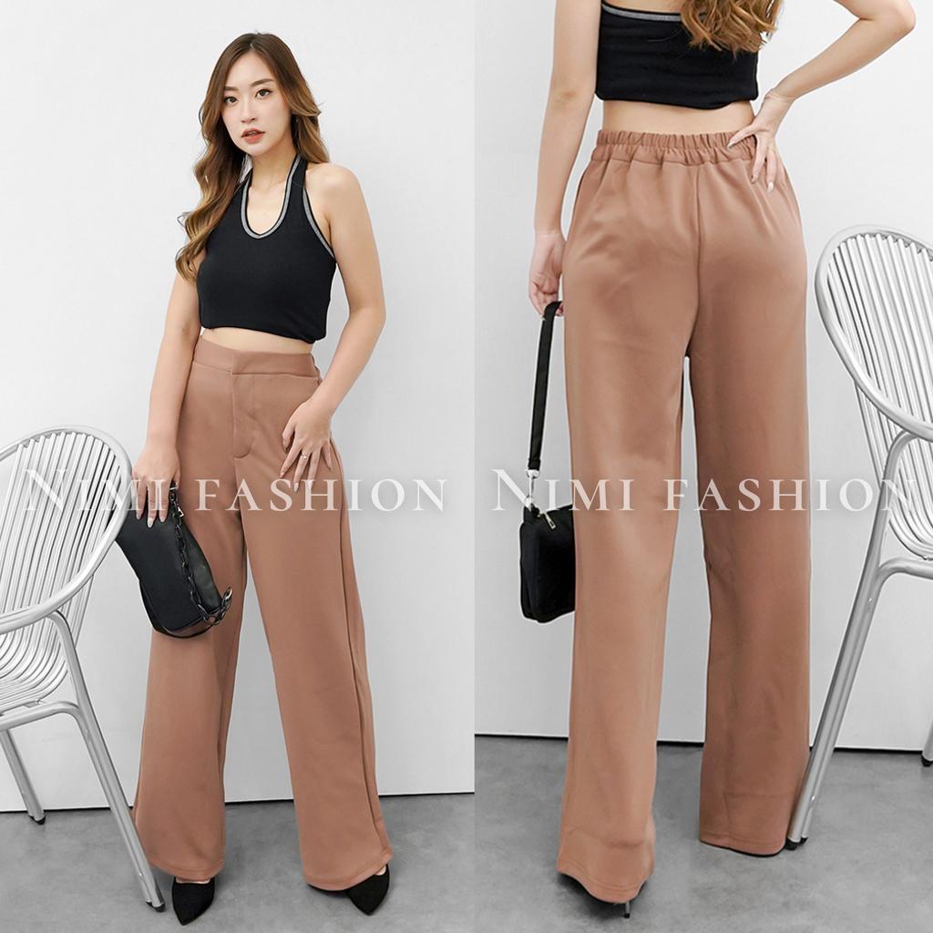 NIMI - Celana Kulot Highwaist Wanita Celana Cullote Scuba Panjang Wide Leg