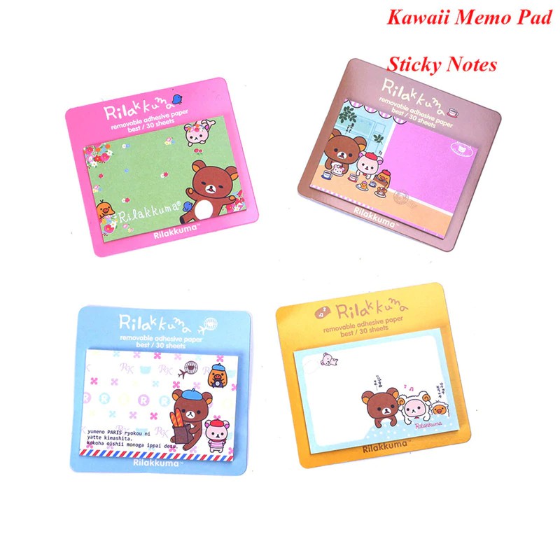 

INDORETAIL | 4 Pcs/Set Kawaii Beruang Memo Pad Self-Adhesive posting pesan Removable Sekolah kantor