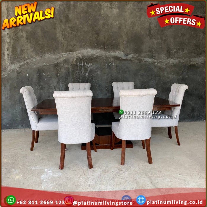 Meja Makan Jati 8 Kursi Modern 220 x 110 Kursi Meja Makan Jati Jepara - Kursi 6