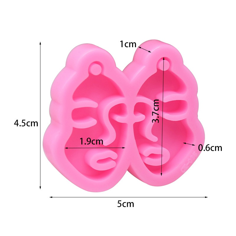 Cetakan Resin Bentuk Wajah Abstrak Bahan Silikon Untuk Gantungan Kunci