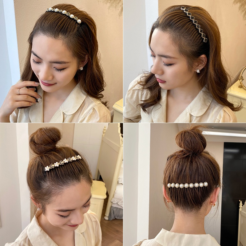 Fashion Pearl Rhinestone Hair Comb Temperament Insert Comb for Women Hair Accessories