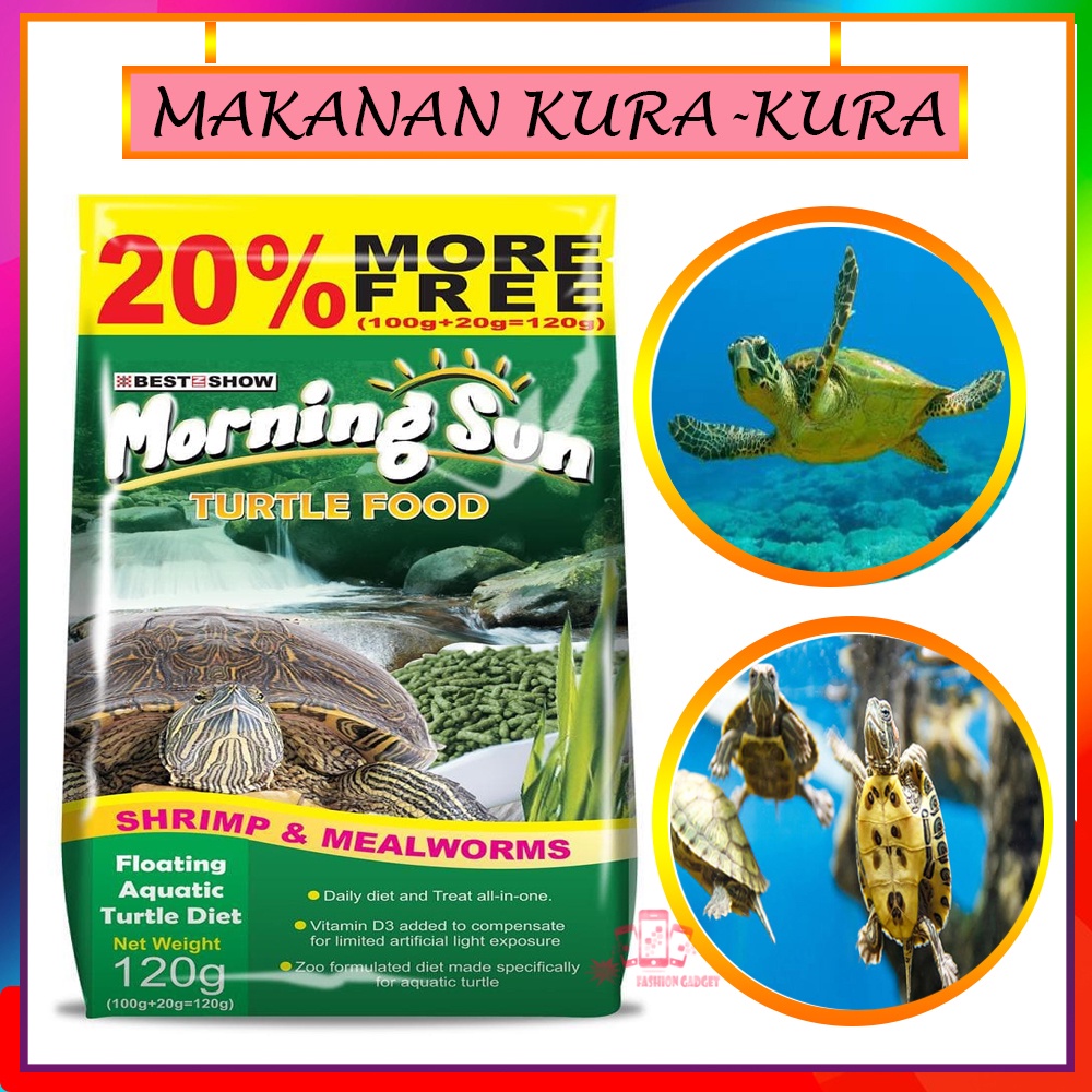 Morning Sun Turtle Food [120 gr] Makanan Kura-Kura Morning Sun ( Buatan Australia 120Gram ) Turtle Food Makanan Kura Kura Pelet Pakan Reptil Kura2