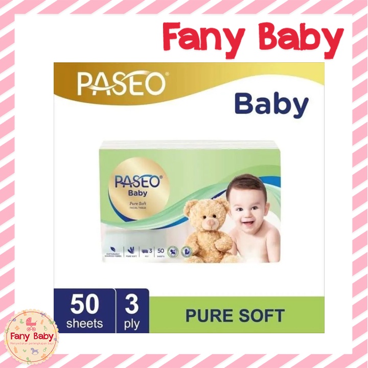 PASEO BABY PURE SOFT FACIAL TISSUE 50 SHEETS