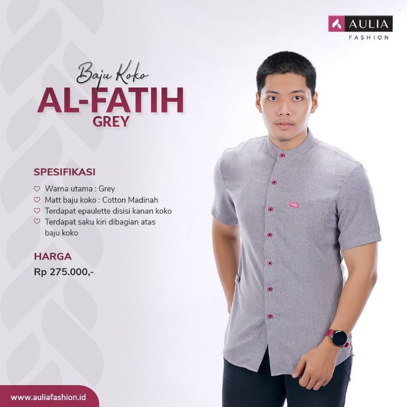 Baju Koko Aulia Fashion Al-Fatih Grey