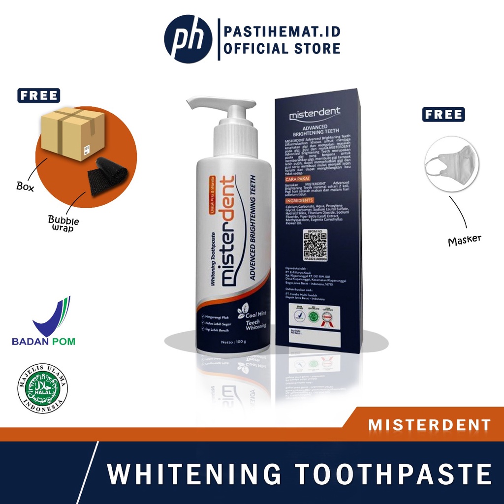 MISTERDENT Original Brightening untuk Pemutih Gigi Dan Mencerahkan Gigi Isi 100 ML