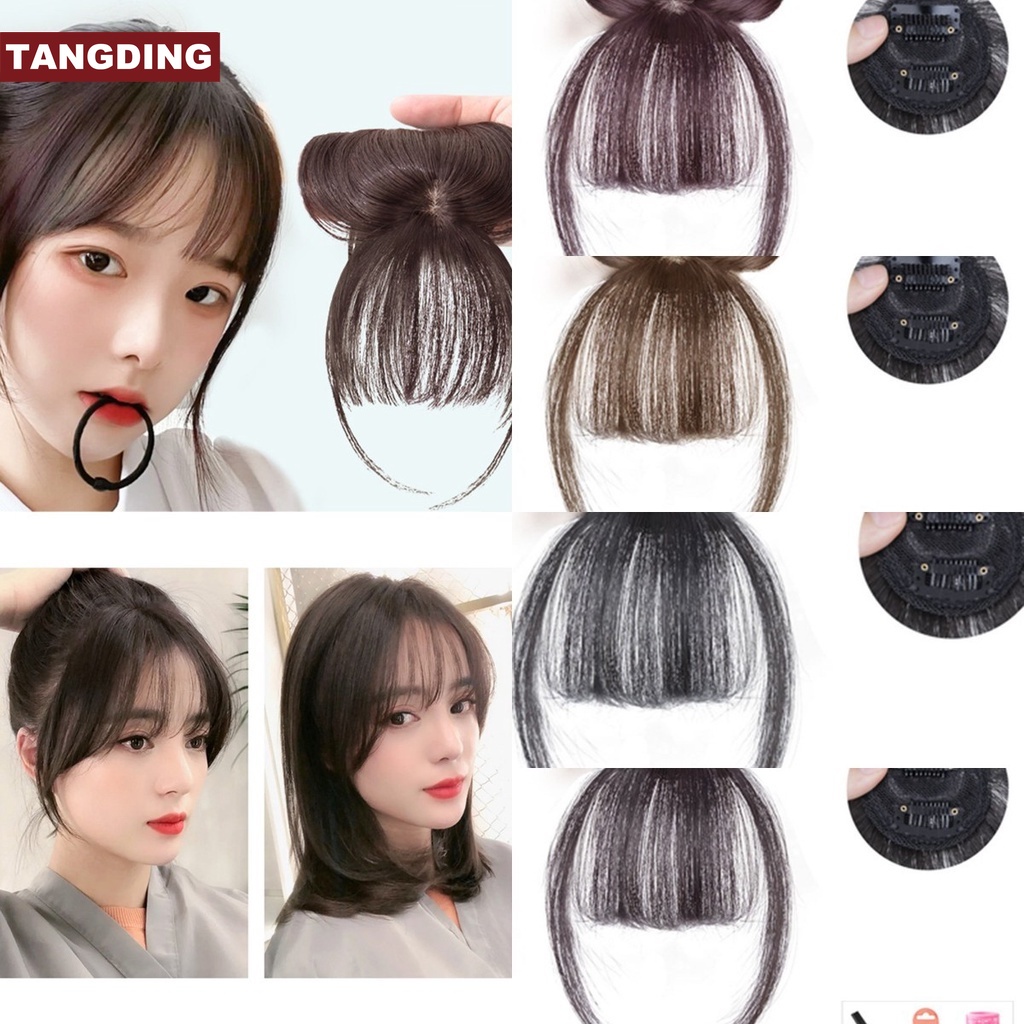 【COD Tangding】3D Women Top Hair Bangs Seamless Fake Bangs Air Bangs Clip In Synthetic Hair Extensions with Toupee Full Cover