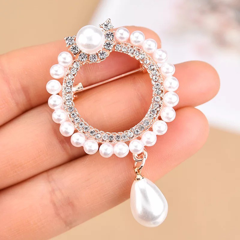 Baru Kreatif Mutiara Pin Bros Berlian Imitasi Bros Elegan Cukup Gaya Bros Mutiara Bros-14#